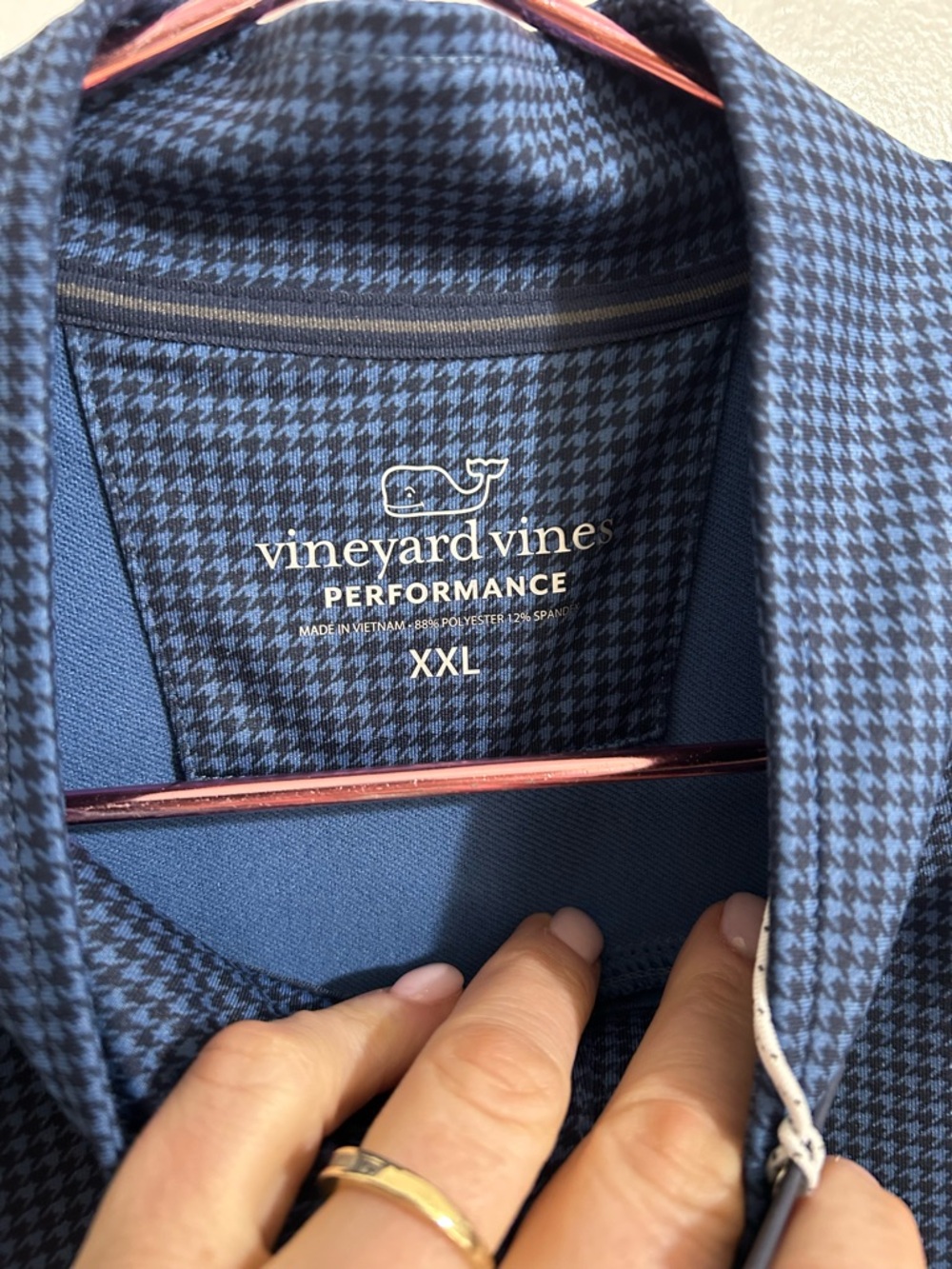 NWT Vineyard Vines Men’s Houndstooth Performance Quarter Zip, Long Sleeves - Picture 5 of 7